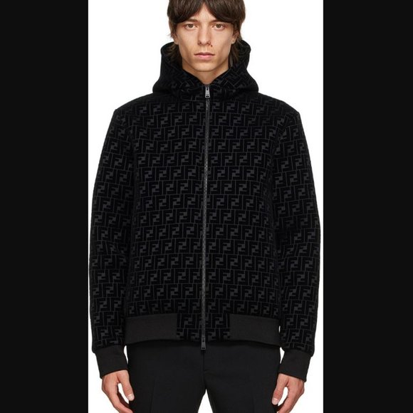 FENDI Men's Blouson Jacket Size 52 (US XL) in Black